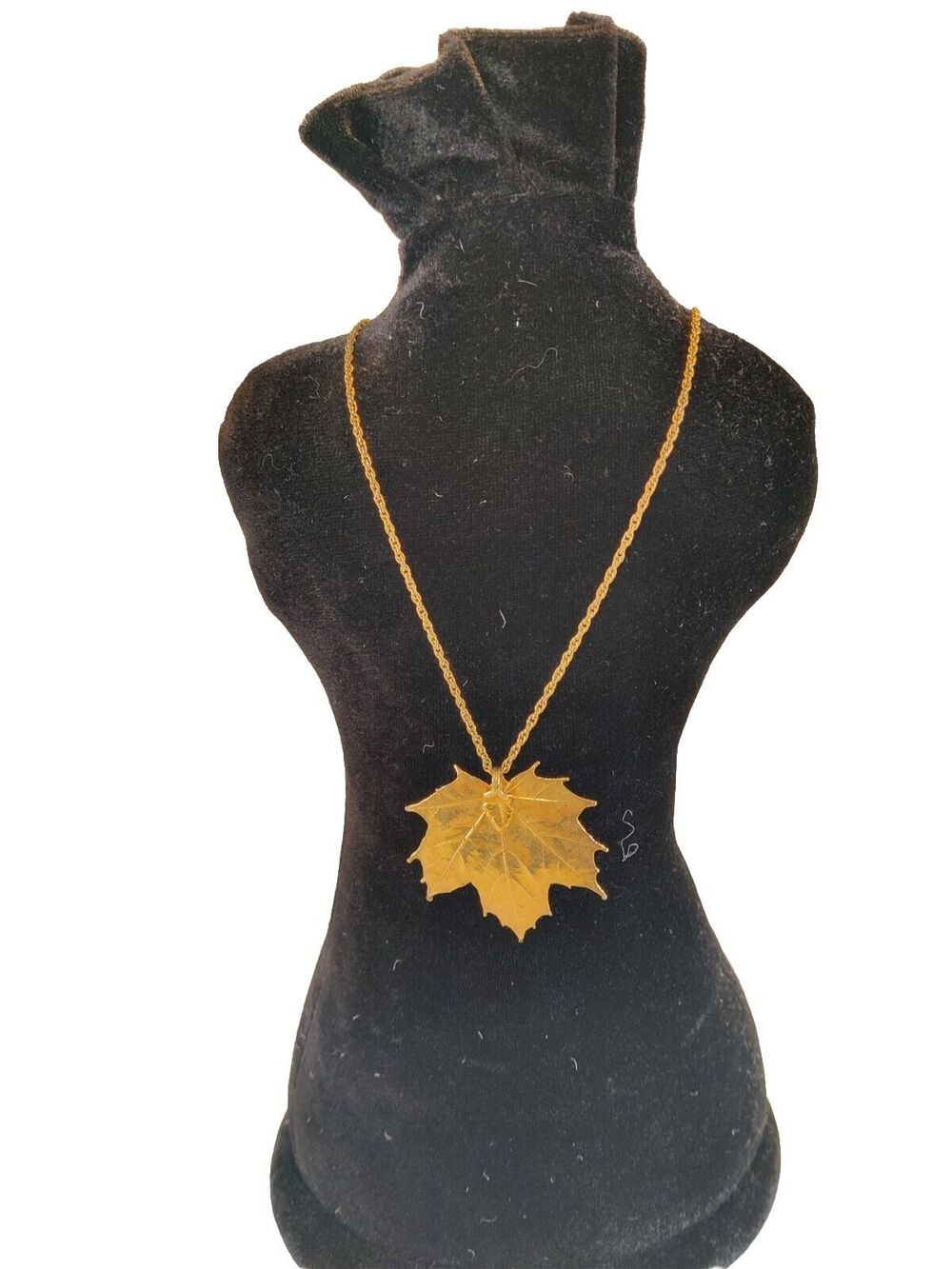 Gold Dipped Real Maple Leaf  Pendant Necklace 24" Chain